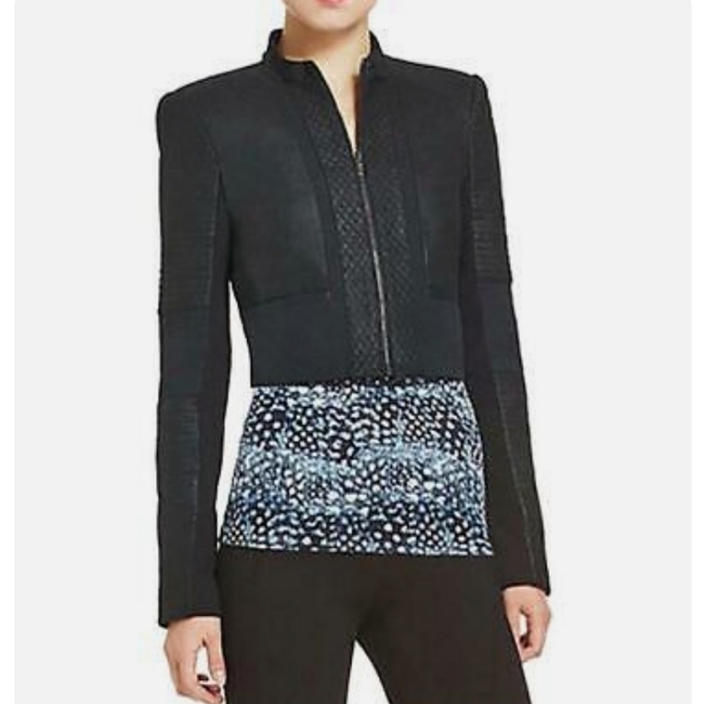 BCBGMaxAzria quilted cropped moto blazer XXS